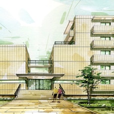 マンション(手描きパース)