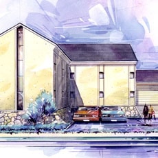 事務所ビル(手描きパース)